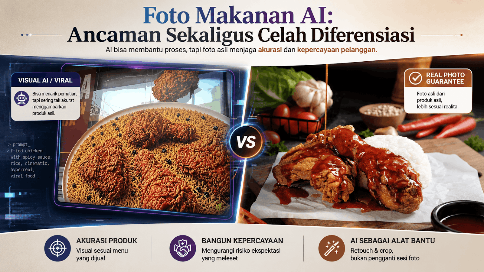 Cover artikel Foto Makanan AI: Ancaman Sekaligus Celah Diferensiasi